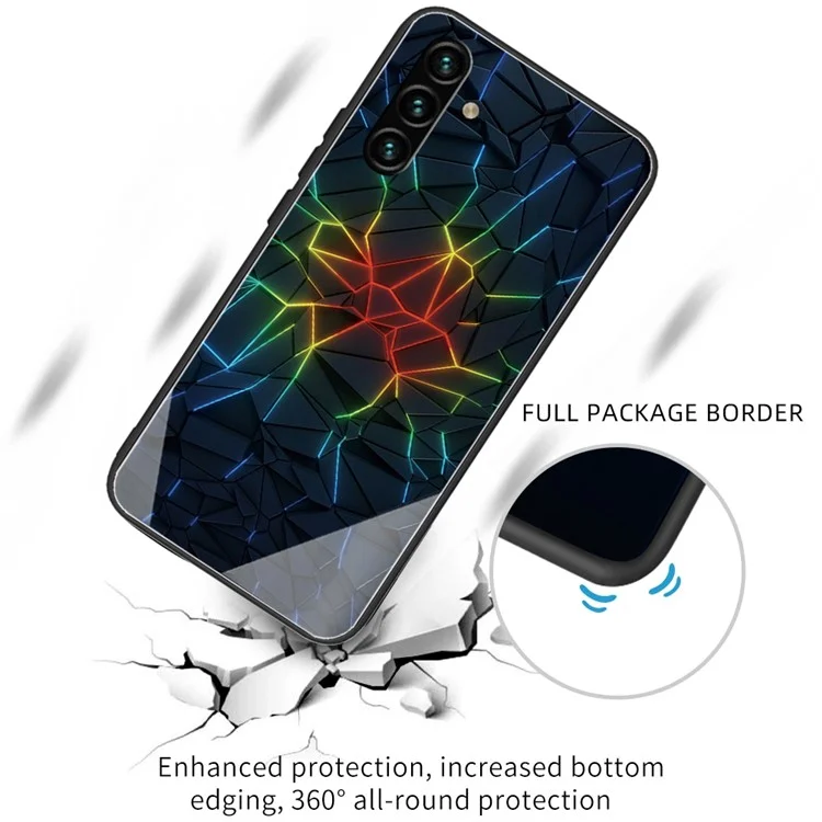 Stylish Pattern Printing Tempered Glass + TPU Shockproof Well-Protected Phone Case for Samsung Galaxy A13 5G - Light Stripe