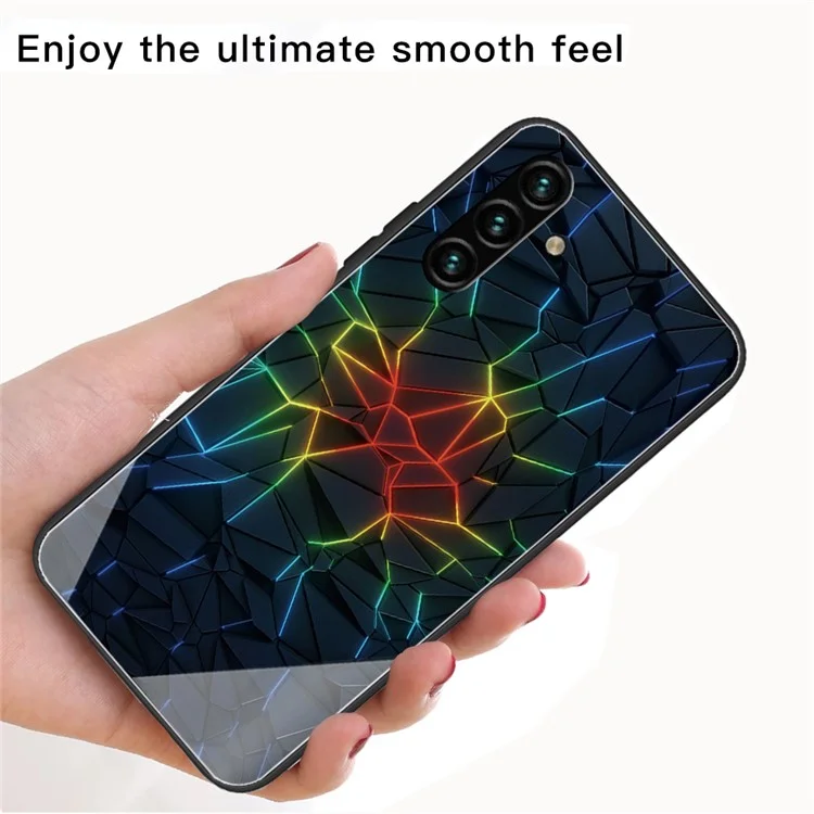 Stylish Pattern Printing Tempered Glass + TPU Shockproof Well-Protected Phone Case for Samsung Galaxy A13 5G - Light Stripe