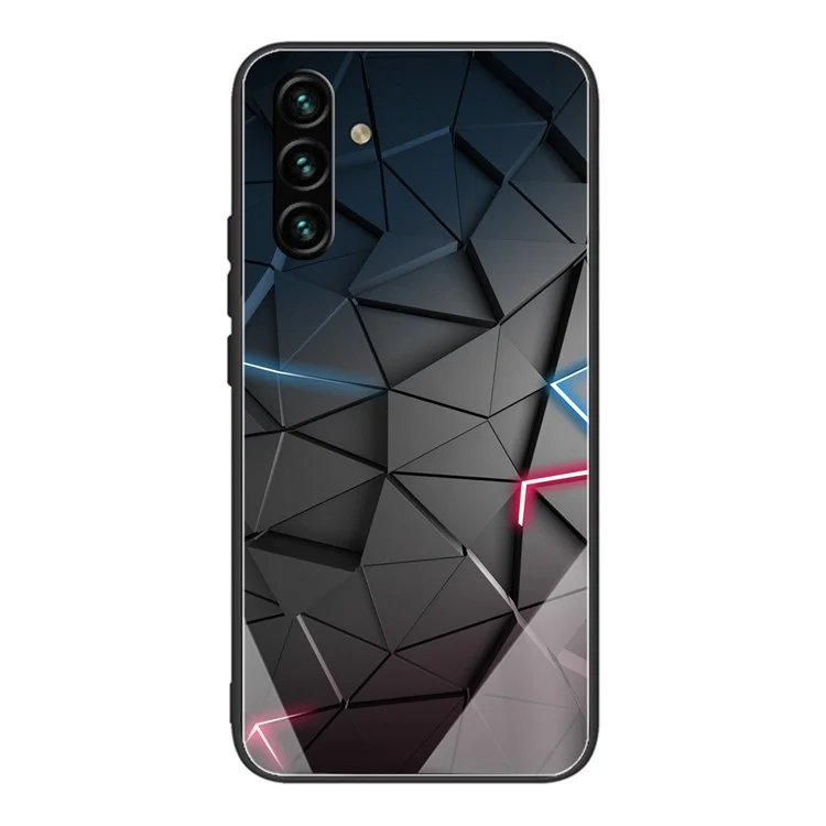 Shockproof Wear-Resistant Pattern Printing Tempered Glass + TPU Phone Protective Cover for Samsung Galaxy A13 5G - Black Triangle