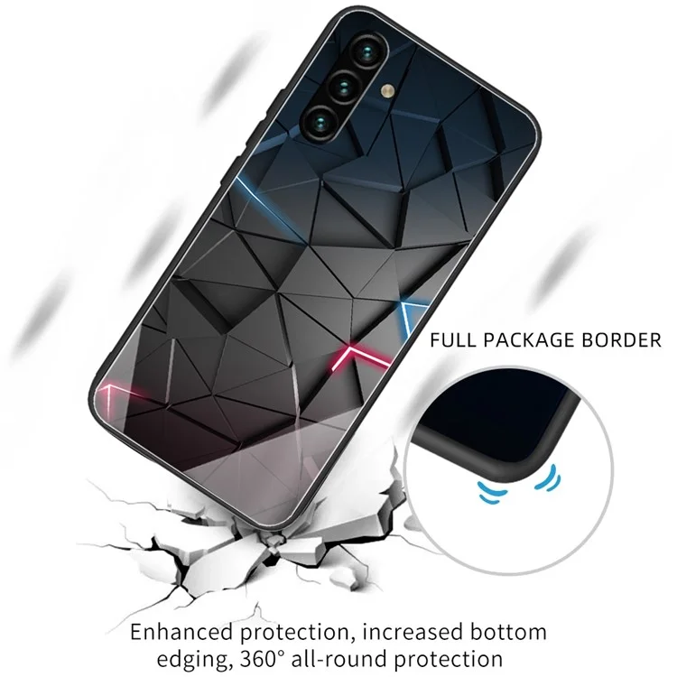 Shockproof Wear-Resistant Pattern Printing Tempered Glass + TPU Phone Protective Cover for Samsung Galaxy A13 5G - Black Triangle