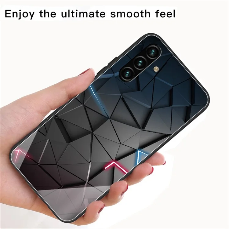 Shockproof Wear-Resistant Pattern Printing Tempered Glass + TPU Phone Protective Cover for Samsung Galaxy A13 5G - Black Triangle