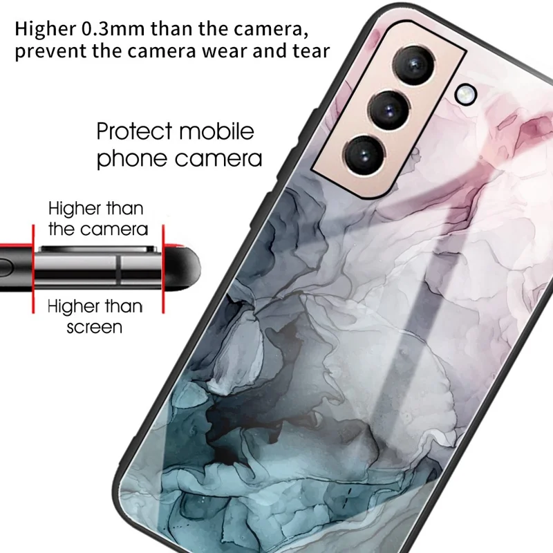 Marble Pattern Tempered Glass + TPU 360-degree Protection Anti-fall Phone Case Cover for Samsung Galaxy S22 5G - Style A