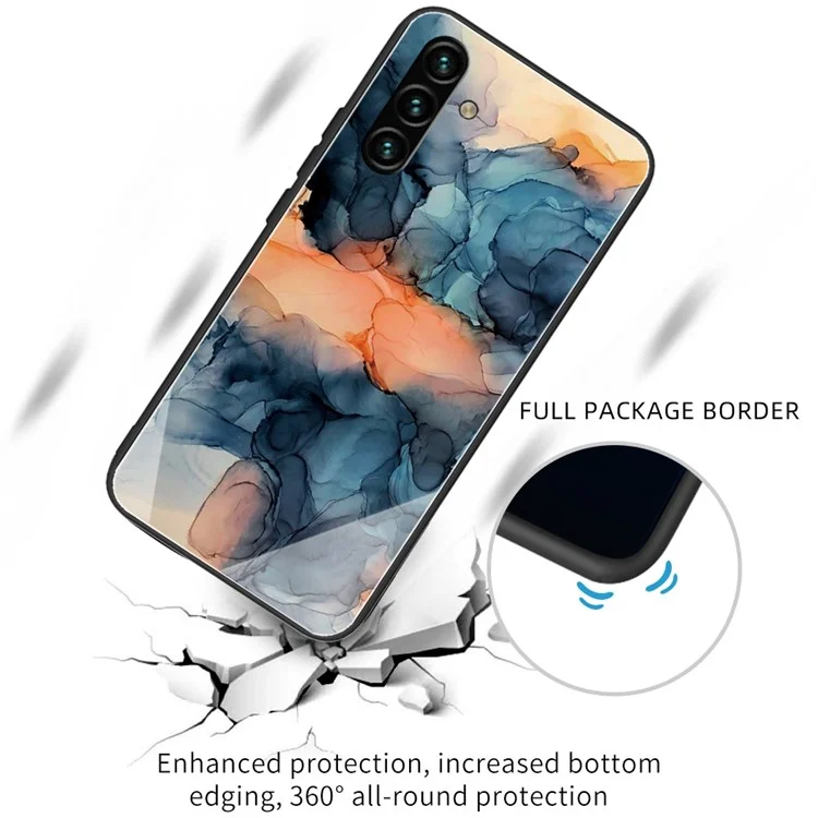 Marble Pattern Tempered Glass Back + Soft TPU Scratch-Proof Protective Case for Samsung Galaxy A13 5G - Style F