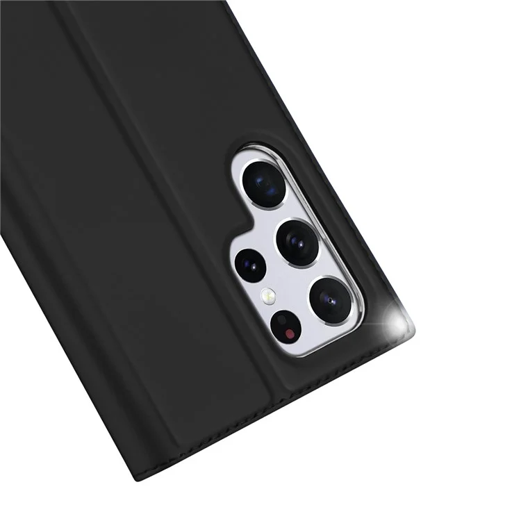 DUX DUCIS Skin Pro Series Funda con tapa de piel PU, soporte y ranura para tarjeta, a prueba de golpes, para Samsung Galaxy S22 Ultra 5G - Negro