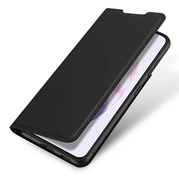 DUX DUCIS Skin Pro Series para Samsung Galaxy S22 5G Capa de telefone de couro PU com slot para cartão, suporte dobrável, fechamento magnético automático e à prova de choque - Preto