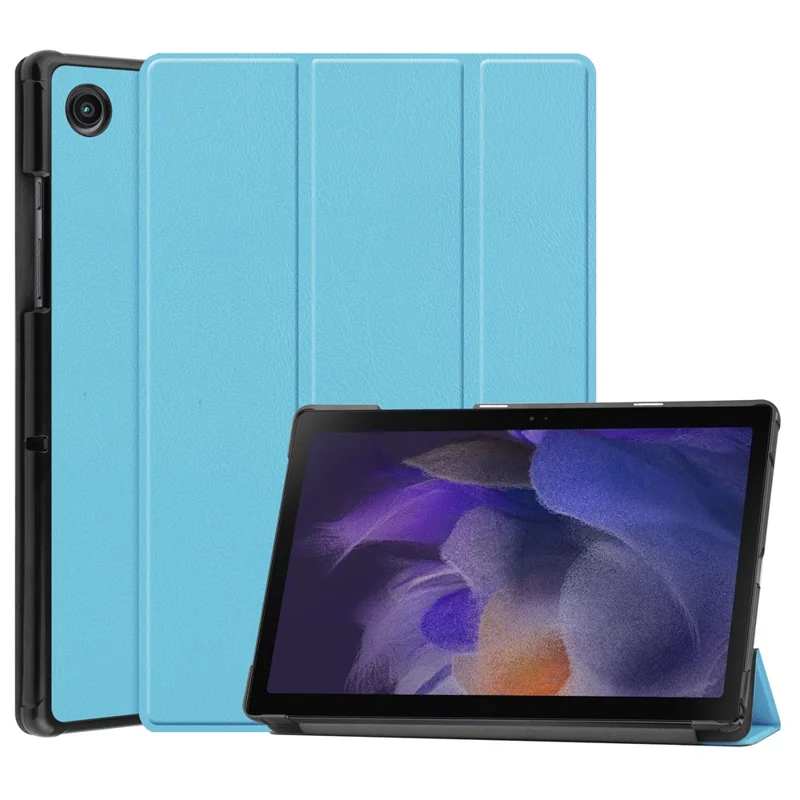 For Samsung Galaxy Tab A8 10.5 (2021) / A8 10.5 (2022) Trifold Stand PU Leather Hard PC Inner Shockproof Protective Tablet Cover - Sky Blue