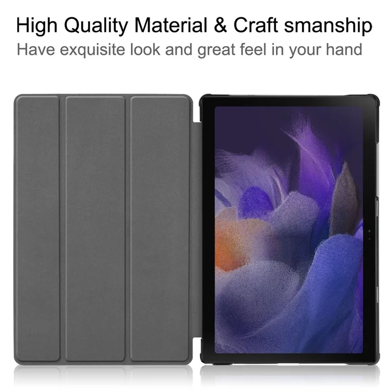 For Samsung Galaxy Tab A8 10.5 (2021) / A8 10.5 (2022) Trifold Stand PU Leather Hard PC Inner Shockproof Protective Tablet Cover - Sky Blue