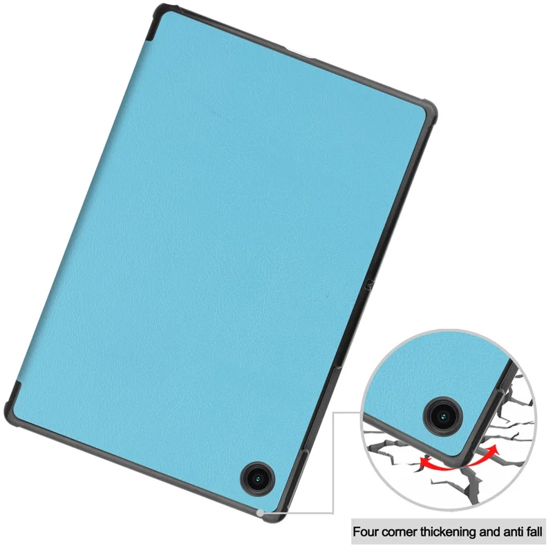 For Samsung Galaxy Tab A8 10.5 (2021) / A8 10.5 (2022) Trifold Stand PU Leather Hard PC Inner Shockproof Protective Tablet Cover - Sky Blue