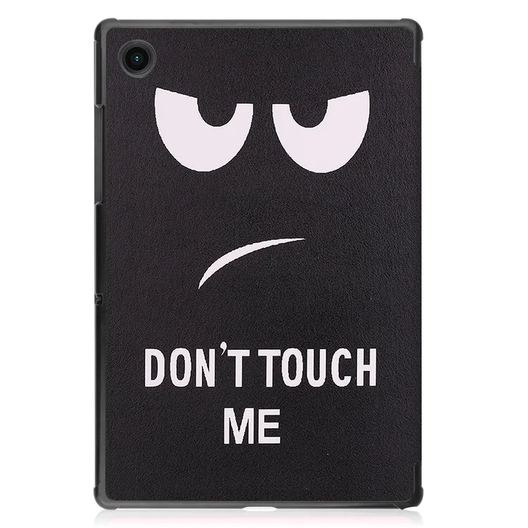 For Samsung Galaxy Tab A8 10.5 (2021) SM-X205 / SM-X200 Trifold Stand Pattern Printing Hard PC Soft PU Leather Tablet Cover  - Don't Touch Me