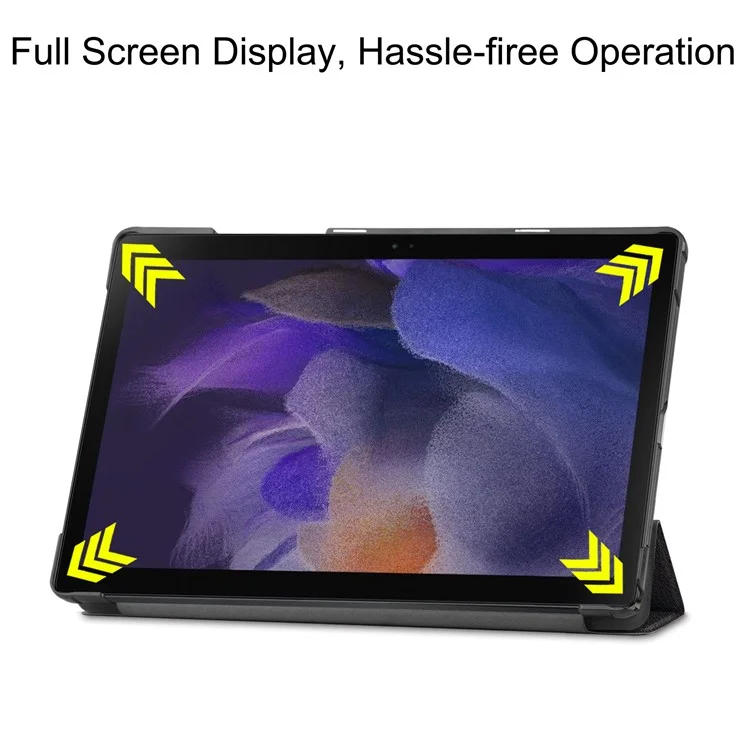 For Samsung Galaxy Tab A8 10.5 (2021) SM-X205 / SM-X200 Trifold Stand Pattern Printing Hard PC Soft PU Leather Tablet Cover  - Don't Touch Me