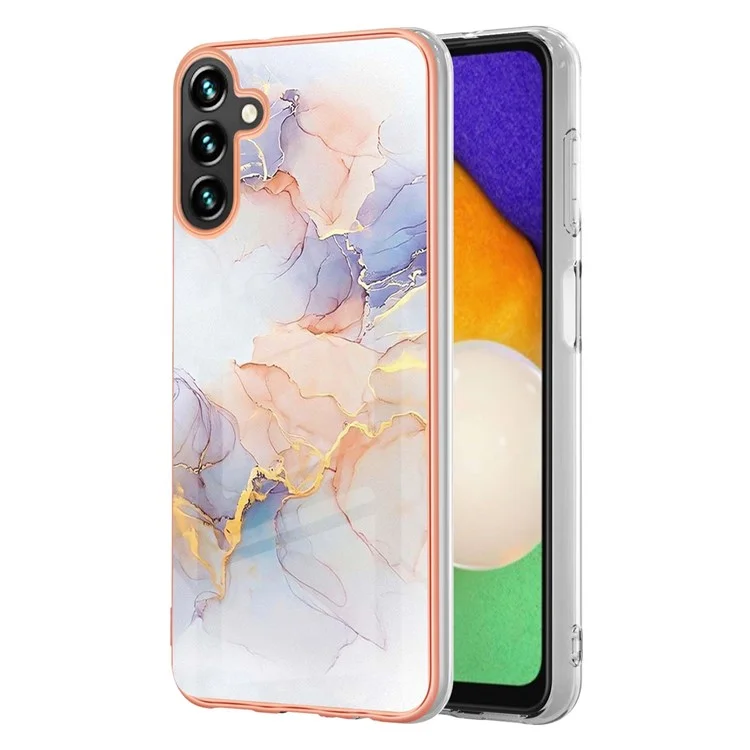 Marble Design Soft Touch IMD IML Electroplating Anti-scratch Flexible TPU Phone Cover for Samsung Galaxy A13 5G / A04s 4G (164.7 x 76.7 x 9.1 mm) - Milky Way Marble White