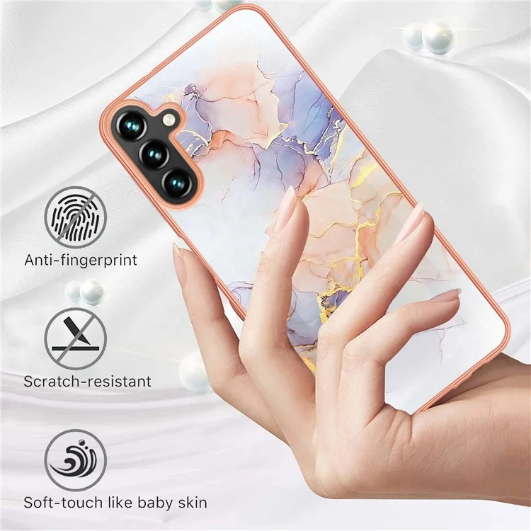 Marble Design Soft Touch IMD IML Electroplating Anti-scratch Flexible TPU Phone Cover for Samsung Galaxy A13 5G / A04s 4G (164.7 x 76.7 x 9.1 mm) - Milky Way Marble White