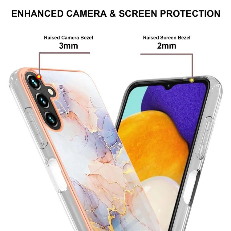 Marble Design Soft Touch IMD IML Electroplating Anti-scratch Flexible TPU Phone Cover for Samsung Galaxy A13 5G / A04s 4G (164.7 x 76.7 x 9.1 mm) - Milky Way Marble White