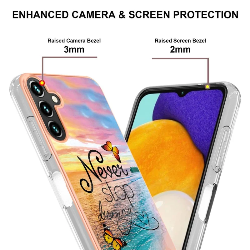 Marble Design Soft Touch IMD IML Electroplating TPU Phone Cover for Samsung Galaxy A13 5G / A04s 4G (164.7mm) - Never Stop Dreaming