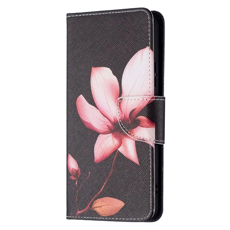 Pattern Printing PU Leather Flip Magnetic Cover Wallet Stand All-Round Protective Case for Samsung Galaxy S22+ 5G - Lotus
