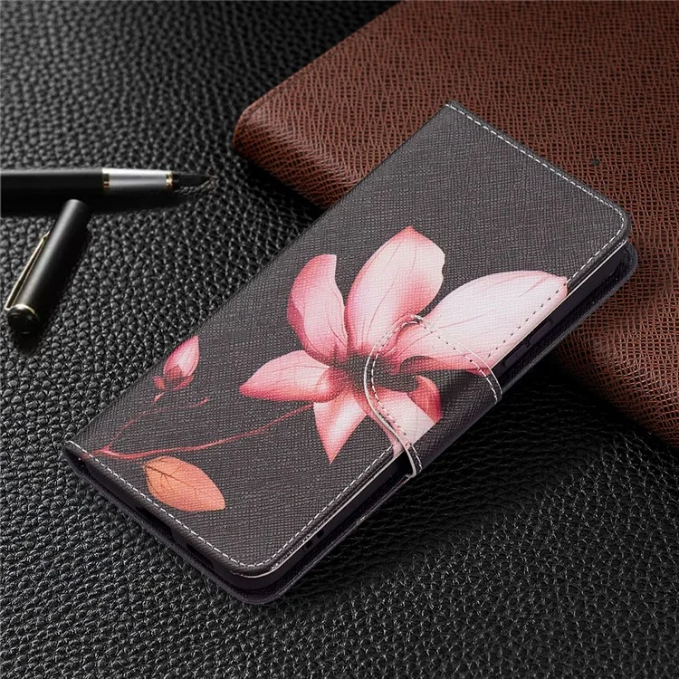 Pattern Printing PU Leather Flip Magnetic Cover Wallet Stand All-Round Protective Case for Samsung Galaxy S22+ 5G - Lotus