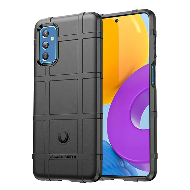 Rugged Square Grid Design Anti Scratch Soft TPU Back Cover Case for Samsung Galaxy M52 5G - Black