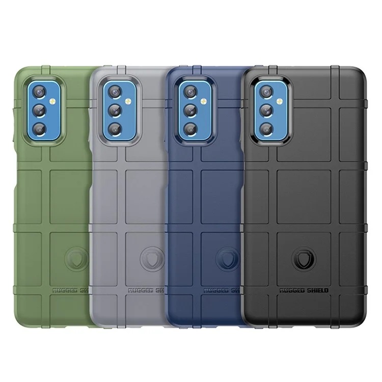 Rugged Square Grid Design Anti Scratch Soft TPU Back Cover Case for Samsung Galaxy M52 5G - Black