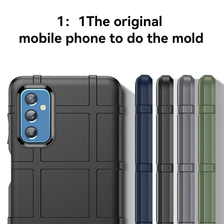 Rugged Square Grid Design Anti Scratch Soft TPU Back Cover Case for Samsung Galaxy M52 5G - Black