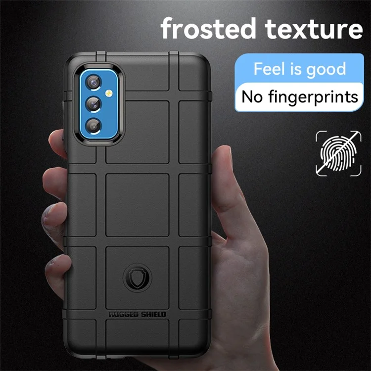 Rugged Square Grid Design Anti Scratch Soft TPU Back Cover Case for Samsung Galaxy M52 5G - Black