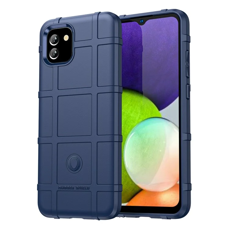 Robusta copertura posteriore protettiva antiurto in TPU rinforzato con disegno a griglia quadrata per Samsung Galaxy A03 (164,2 x 75,9 x 9,1 mm) - Blu 