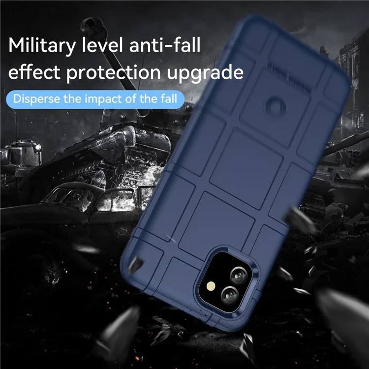 Robusta copertura posteriore protettiva antiurto in TPU rinforzato con disegno a griglia quadrata per Samsung Galaxy A03 (164,2 x 75,9 x 9,1 mm) - Blu 