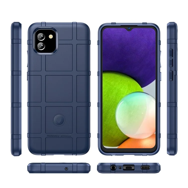 Robusta copertura posteriore protettiva antiurto in TPU rinforzato con disegno a griglia quadrata per Samsung Galaxy A03 (164,2 x 75,9 x 9,1 mm) - Blu 