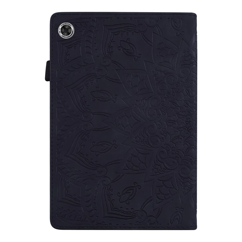 Flower Pattern Imprinting Shockproof Flip Cover Stand Design Anti-fall Leather Tablet Case with Card Slots and Pen Holder for Samsung Galaxy Tab A8 10.5 (2021) - Black