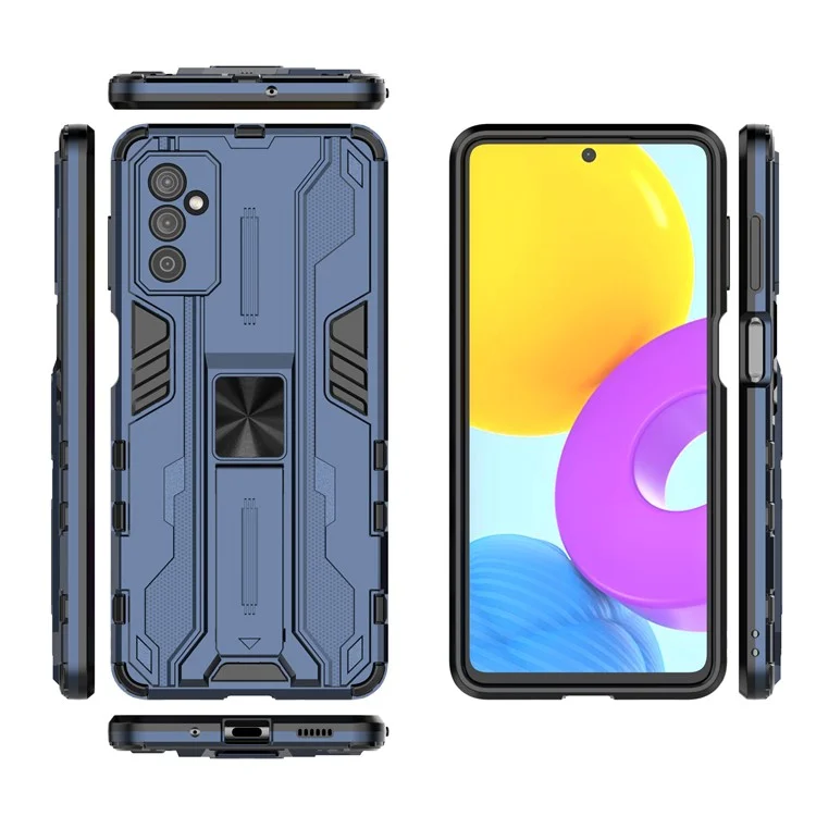 Hard PC + Soft TPU Hybrid Case Mobile Phone Cover with Kickstand for Samsung Galaxy M52 5G - Blue