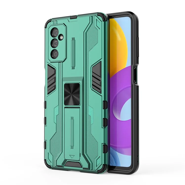 Hard PC + Soft TPU Hybrid Case Mobile Phone Cover with Kickstand for Samsung Galaxy M52 5G - Green