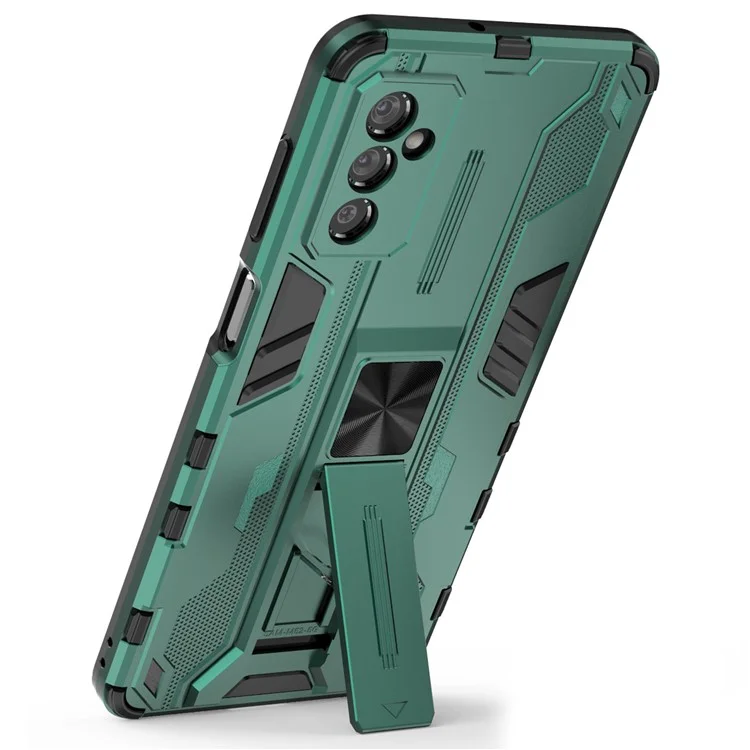 Hard PC + Soft TPU Hybrid Case Mobile Phone Cover with Kickstand for Samsung Galaxy M52 5G - Green