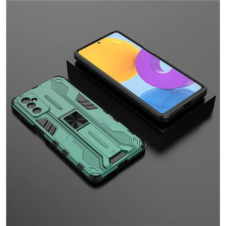 PC Dura + TPU Soft TPU Hybrid Case de Teléfonos Móviles Con Kickstand Para Samsung Galaxy M52 5G - Verde