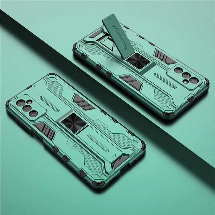 Étui de protection hybride PC dur + TPU souple pour téléphone portable avec support pour Samsung Galaxy M52 5G - Vert