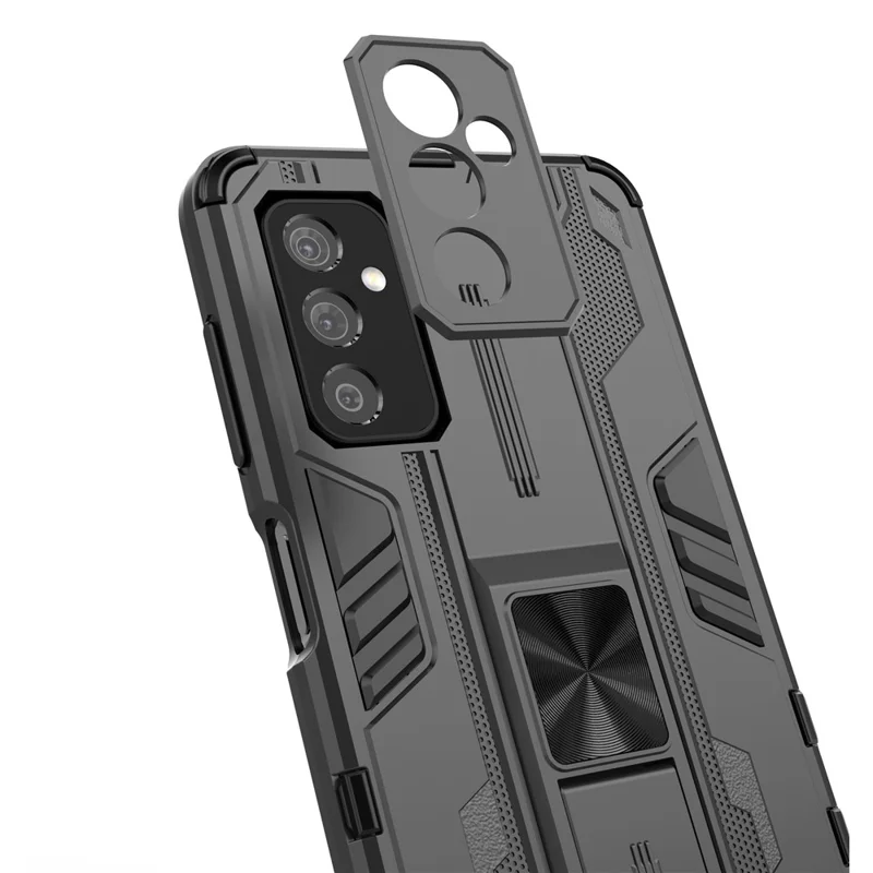 Hard PC + Soft TPU Hybrid Case Mobile Phone Cover with Kickstand for Samsung Galaxy M52 5G - Black