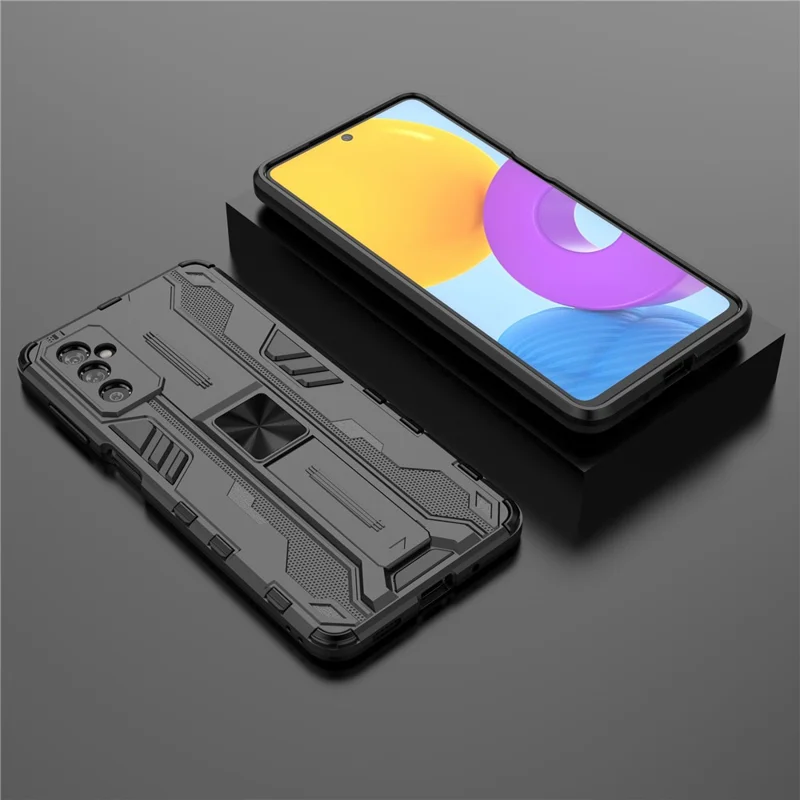 Hard PC + Soft TPU Hybrid Case Mobile Phone Cover with Kickstand for Samsung Galaxy M52 5G - Black