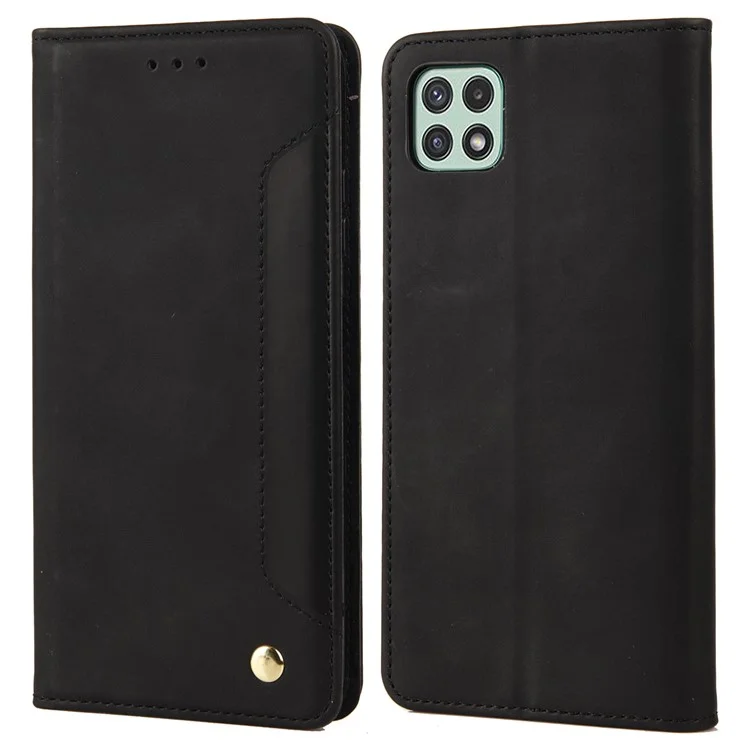 Custodia Per Telefoni a Flip Resistente ai Graffi Splicing in Pelle Con Copertina Per Supporto Per Telefono Per Samsung Galaxy A22 5G (versione Ue) - Nero