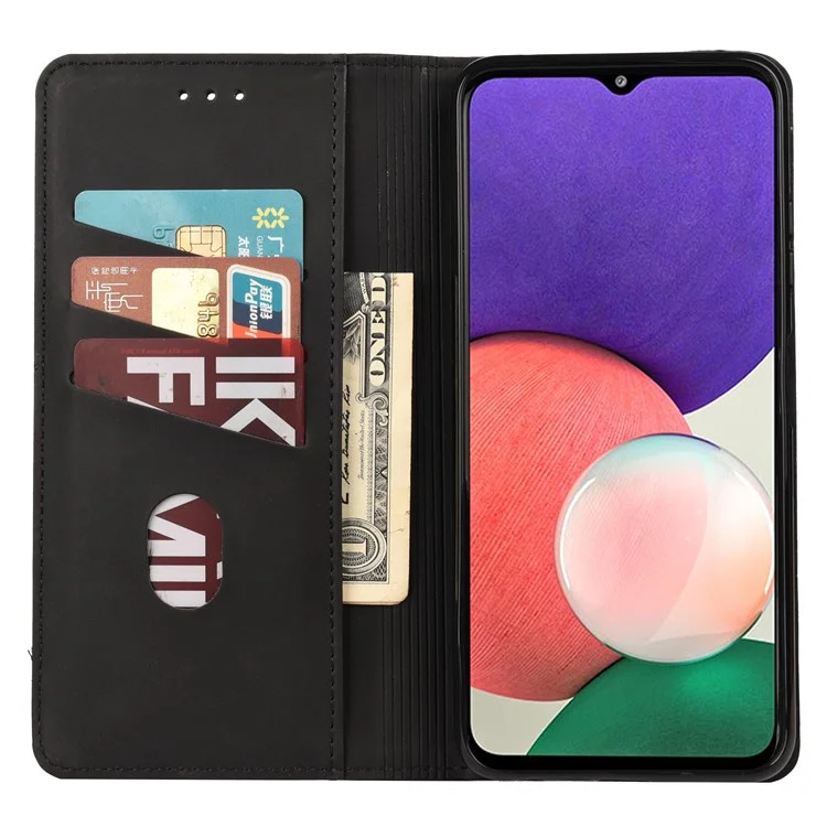 Custodia Per Telefoni a Flip Resistente ai Graffi Splicing in Pelle Con Copertina Per Supporto Per Telefono Per Samsung Galaxy A22 5G (versione Ue) - Nero