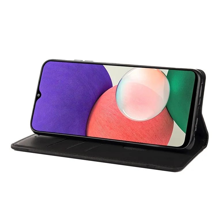 Custodia Per Telefoni a Flip Resistente ai Graffi Splicing in Pelle Con Copertina Per Supporto Per Telefono Per Samsung Galaxy A22 5G (versione Ue) - Nero