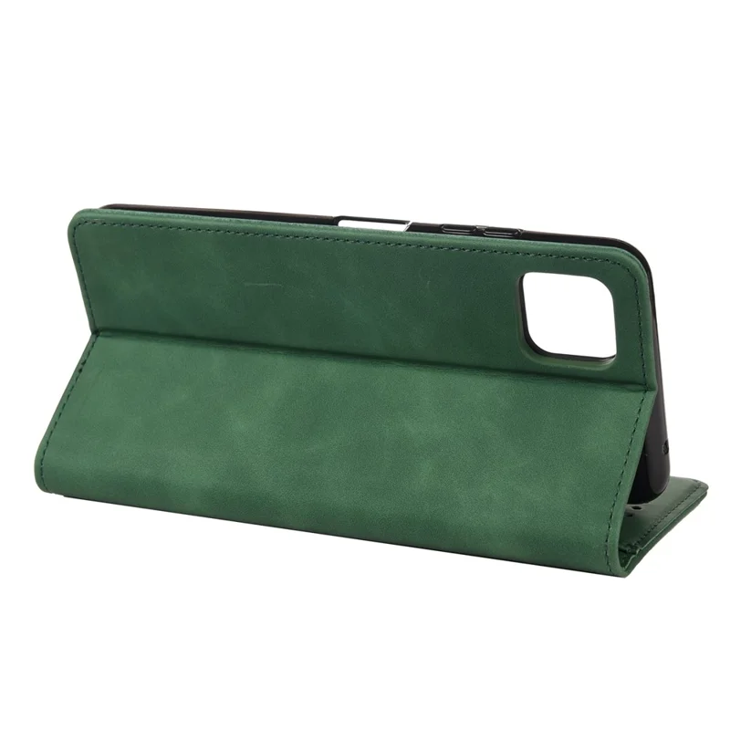 Scratch-resistant Flip Phone Case Splicing Leather Phone Stand Cover Shell for Samsung Galaxy A22 5G (EU Version) - Green
