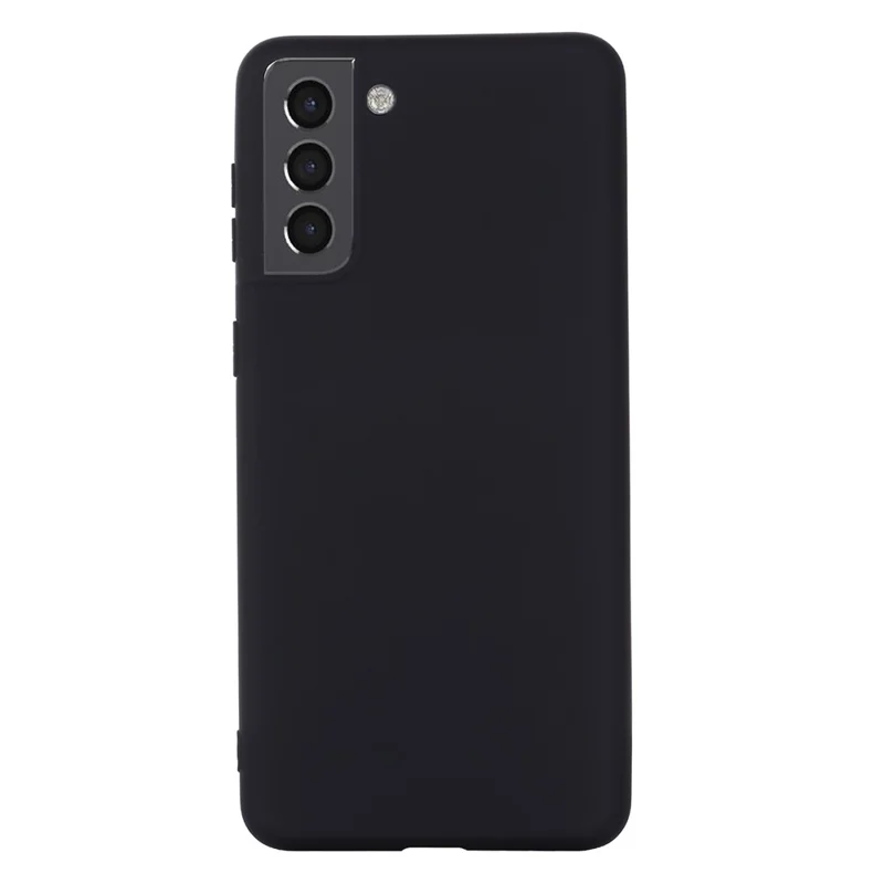 Solid Color Liquid Silicone Drop-resistant Phone Case Cover with Strap for Samsung Galaxy S22+ 5G - Black