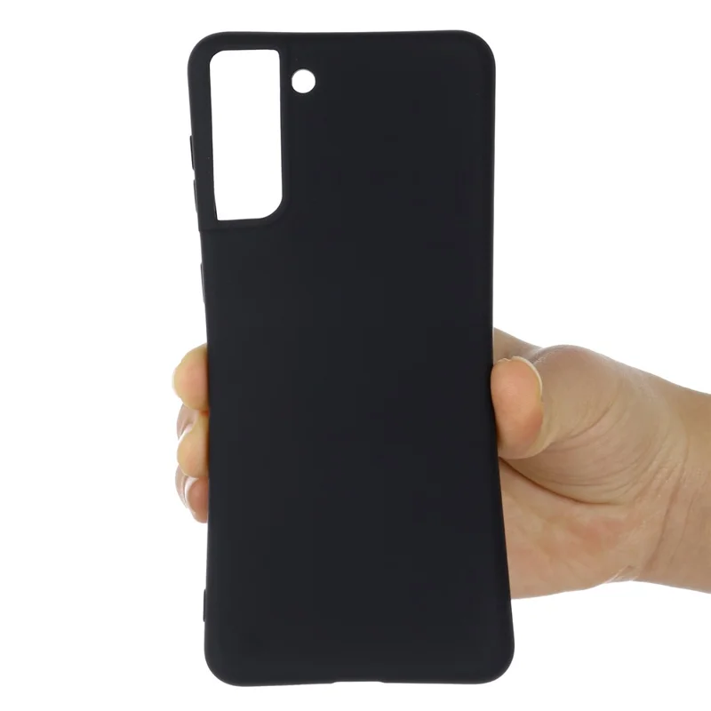 Solid Color Liquid Silicone Drop-resistant Phone Case Cover with Strap for Samsung Galaxy S22+ 5G - Black
