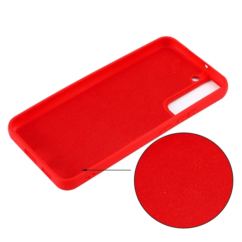 Solid Color Liquid Silicone Drop-resistant Phone Case Cover with Strap for Samsung Galaxy S22+ 5G - Red
