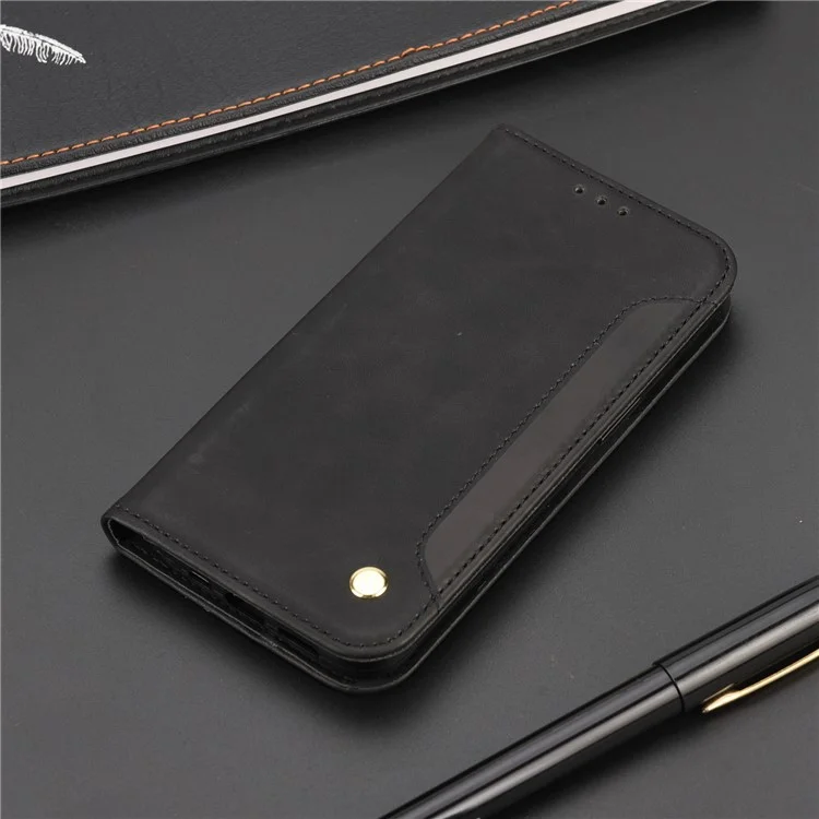 Handy-Ständer-Abdeckung stoßfest Business-Handy-Gehäuse Splicing Leder-Shell für Samsung Galaxy S21 FE 5G - Schwarz