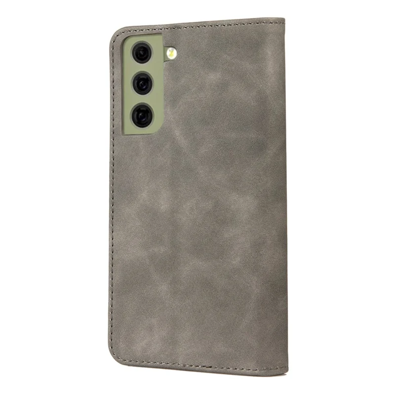 Stående telefonbeskytter med støjsikring, forretningsbælte i sammensat læder til Samsung Galaxy S21 FE 5G - Grå