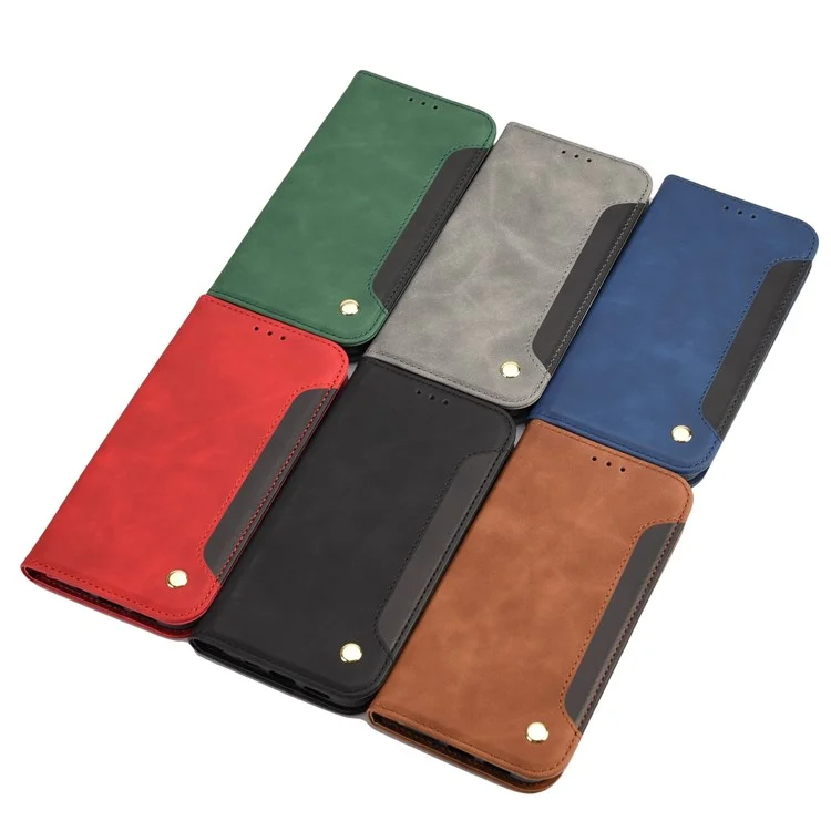 Scratch-resistant Shockproof Business Phone Case Splicing Leather Phone Stand Cover for Samsung Galaxy A52s/A52 5G/A52 4G - Black