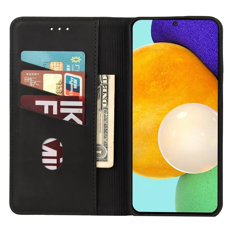 Scratch-resistant Shockproof Business Phone Case Splicing Leather Phone Stand Cover for Samsung Galaxy A52s/A52 5G/A52 4G - Black