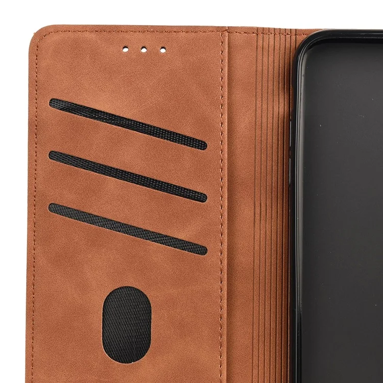 Lightweight Phone Stand Cover Shockproof Business Phone Case Splicing Leather Shell for Samsung Galaxy A03s (166.5 x 75.98 x 9.14mm) - Brown