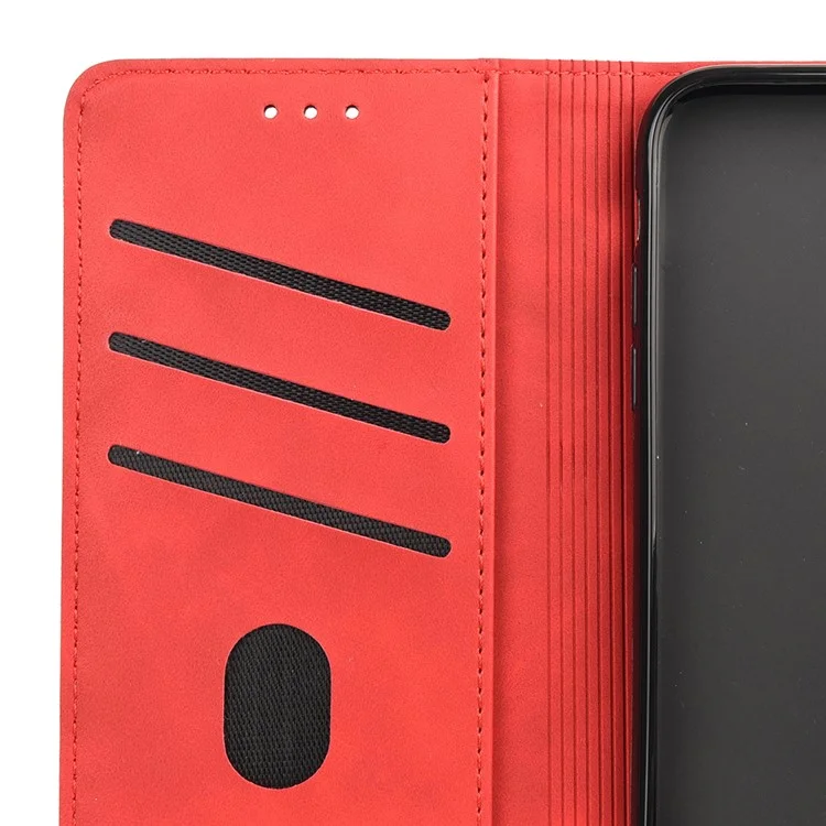 Shockproof Business Style Phone Stand Cover Phone Case Splicing Leather Shell for Samsung Galaxy A12 - Red