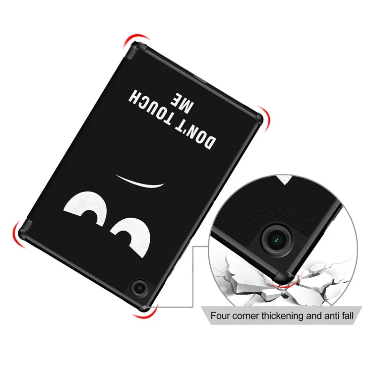 Étui de protection antichoc en PC dur et cuir PU souple avec motif d'impression pour Samsung Galaxy Tab A7 Lite 8,7 pouces SM-T220 (Wi-Fi) - Ne me touchez pas