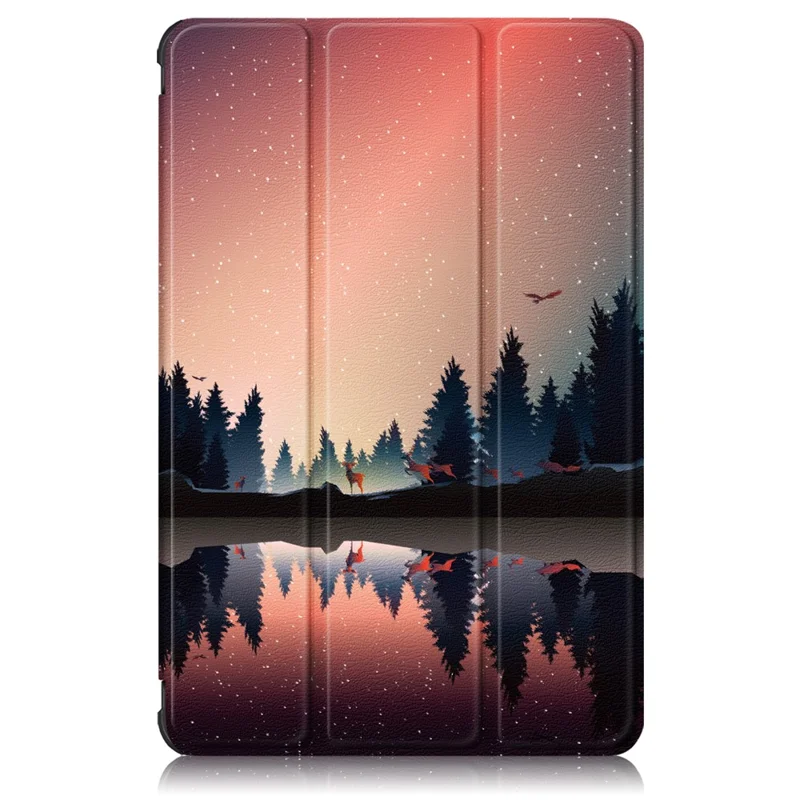 Pattern Printing Trifold Stand Hard PC Soft PU Leather Shockproof Protective Cover for Samsung Galaxy Tab A7 Lite 8.7-inch SM-T220 (Wi-Fi) - Starry Sky